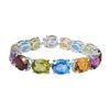 Image 1 : Sterling Silver Prong Set Oval Multi Color Gemstone Bracelet With 50.00 CT TGW