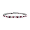 Image 1 : Ruby And Diamond Tennis Bracelet : 14K White Gold - 1.00 CT TGW