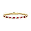 Image 1 : 18K Yellow Gold : Princess Cut Ruby & Diamond Tennis Bracelet 3.00 CT TGW