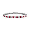 Image 1 : Ruby And Diamond Tennis Bracelet : 14K White Gold - 2.00 CT TGW