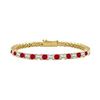 Image 1 : Ruby And Diamond Tennis Bracelet : 14K Yellow Gold - 4.00 CT TGW