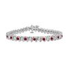 Image 1 : Ruby And Diamond Tennis Bracelet : 18K White Gold - 1.00 CT TGW