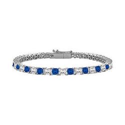 Blue Sapphire & Diamond Princess Cut Platinum Tennis Bracelet 3.00 CT TGW