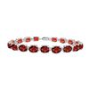 Image 1 : 14K White Gold Prong Set Oval Garnet Bracelet With 15.00 CT TGW