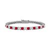 Image 1 : Ruby & Diamond Princess Cut Platinum Tennis Bracelet 5.00 CT TGW