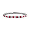 Image 1 : Ruby & Diamond Princess Cut Platinum Tennis Bracelet 5.00 CT TGW