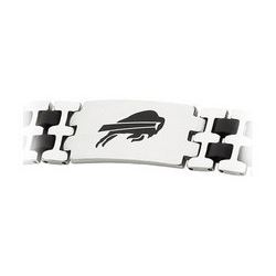 Stainless Steel And Rubber Buffalo Bills Team Logo Bracelet - 8 Inch