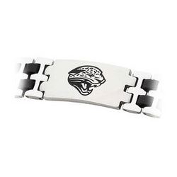 Stainless Steel And Rubber Jacksonville Jaguars Team Logo Bracelet - 8 Inch