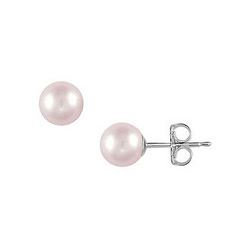 Freshwater Cultured Pearl Stud Earrings : 14K White Gold – 9 MM