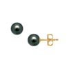 Image 1 : Tahitian Pearl Stud Earrings : 18K Yellow Gold – 9 MM