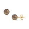 Image 1 : Tahitian Pearl Stud Earrings : 18K Yellow Gold – 10 MM