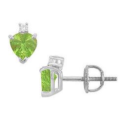 Diamond And Peridot Stud Earrings : 14K White Gold - 2.04 CT TGW