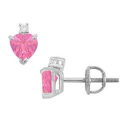 Diamond And Pink Topaz Stud Earrings : 14K White Gold - 2.04 CT TGW