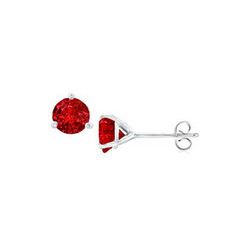 14K White Gold Martini Style Ruby Stud Earrings With 0.25 CT TGW