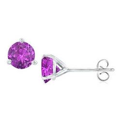 14K White Gold Martini Style Amethyst Stud Earrings With 2.00 CT TGW