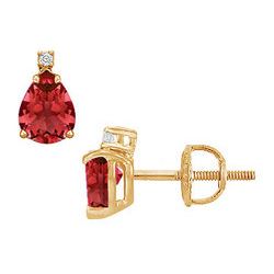 Diamond And Ruby Stud Earrings : 14K Yellow Gold - 2.04 CT TGW