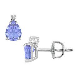 Diamond And Tanzanite Stud Earrings : 14K White Gold - 2.04 CT TGW