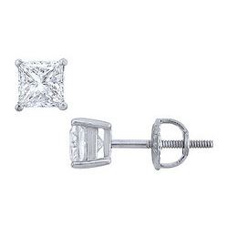 Platinum : Princess Cut Diamond Stud Earrings – 1.00 CT. TW.