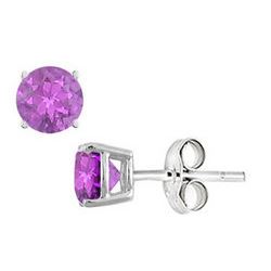 Amethyst Stud Earrings In Sterling Silver 2.00 CT TGW