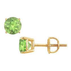 Peridot Stud Earrings : 14K Yellow Gold - 2.00 CT TGW