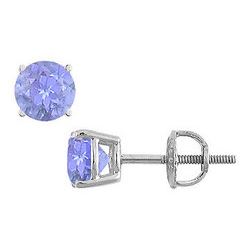 Tanzanite Stud Earrings : 14K White Gold - 2.00 CT TGW