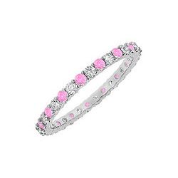 Pink Sapphire And Diamond Eternity Bangle : 14K White Gold - 6.00 CT TGW