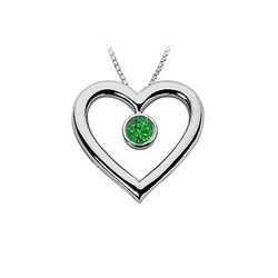 Emerald Heart Pendant : 14K White Gold - 0.50 CT TGW