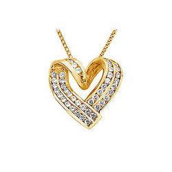 Diamond Heart Pendant : 14K Yellow Gold - 1.00 CT Diamonds