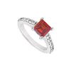 Image 1 : Ruby And Diamond Engagement Ring : 14K White Gold - 1.00 CT TGW