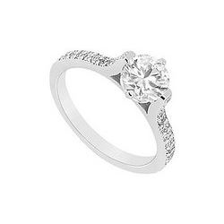 Diamond Engagement Ring : 14K White Gold - 0.75 CT Diamonds