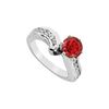 Image 1 : Ruby And Diamond Engagement Ring : 14K White Gold - 1.50 CT TGW