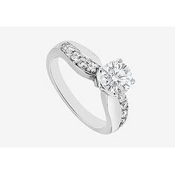 Diamond Engagement Ring With Half A Carat Center Diamond In 14K White Gold 0.75 Carat TDW