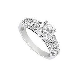 Diamond Engagement Ring : 18K White Gold - 1.25 CT Diamonds