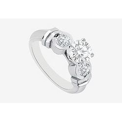 Engagement Ring In 14K White Gold Round Cubic Zirconia 1.40 Carat TGW