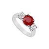 Image 1 : Three Stone Ruby And Diamond Ring : 14K White Gold - 1.00 CT TGW
