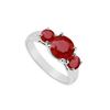 Image 1 : Three Stone Ruby Ring : 14K White Gold - 1.00 CT TGW