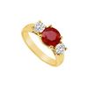 Image 1 : Three Stone Ruby And Diamond Ring : 14K Yellow Gold - 1.00 CT TGW