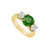 Image 1 : Three Stone Emerald And Diamond Ring : 14K Yellow Gold - 1.75 CT TGW