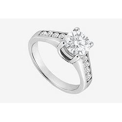 Engagement Ring In 14K White Gold With TGW 1.40 Carat Cubic Zirconia