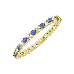 Sapphire And Diamond Eternity Bangle : 14K Yellow Gold - 10.00 CT TGW