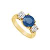 Image 1 : Three Stone Sapphire And Diamond Ring : 14K Yellow Gold - 2.00 CT TGW