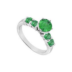 Emerald Ring : 14K White Gold - 0.75 CT TGW