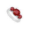 Image 1 : Three Stone Ruby Ring : 14K White Gold - 2.00 CT TGW