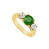 Image 1 : Three Stone Emerald And Diamond Ring : 14K Yellow Gold - 0.50 CT TGW