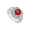 Image 1 : Ruby And Diamond Engagement Ring : 14K White Gold - 1.50 CT TGW