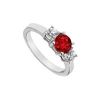 Image 1 : Ruby And Diamond Engagement Ring : 14K White Gold - 1.25 CT TGW