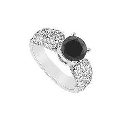 Fancy Black Diamond Ring : 14K White Gold - 1.50 CT Diamonds