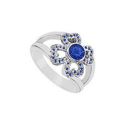 Blue Sapphire Ring : 14K White Gold - 0.50 CT TGW