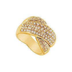 Diamond Crossover Ring : 14K Yellow Gold - 2.00 CT Diamonds