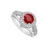 Image 1 : Ruby And Diamond Engagement Ring : 14K White Gold - 1.50 CT TGW